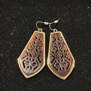 Geometric Brown and Gold Earrings
